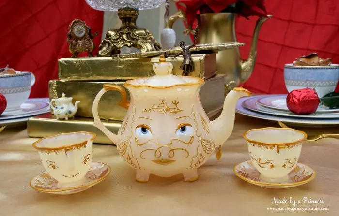 BEAUTY AND THE BEAST Themed Tea Party for Two. Mrs Potts and Chip tea set are perfect for a Beauty and the Beast party