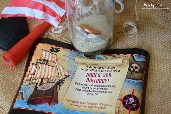 Pirate Bottle Invitations Party Idea birthday invite from birthday in a box