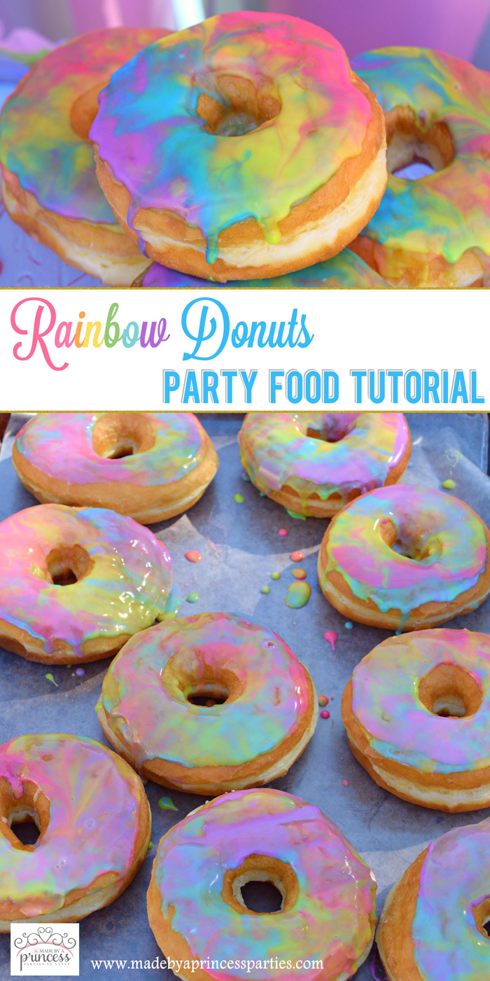 Rainbow Donuts Party Food Tutorial pin it