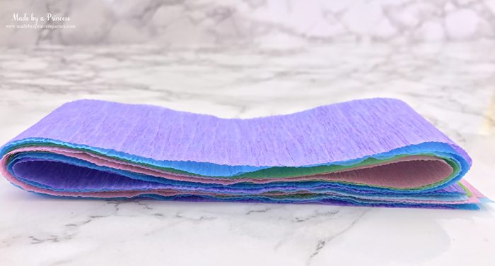 unicorn princess party hat idea tutorial cut and fold crepe paper layers