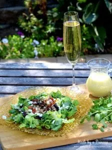 Fig Candied Pecan Gorgonzola Salad Honey Champagne Vinaigrette with champagne wm