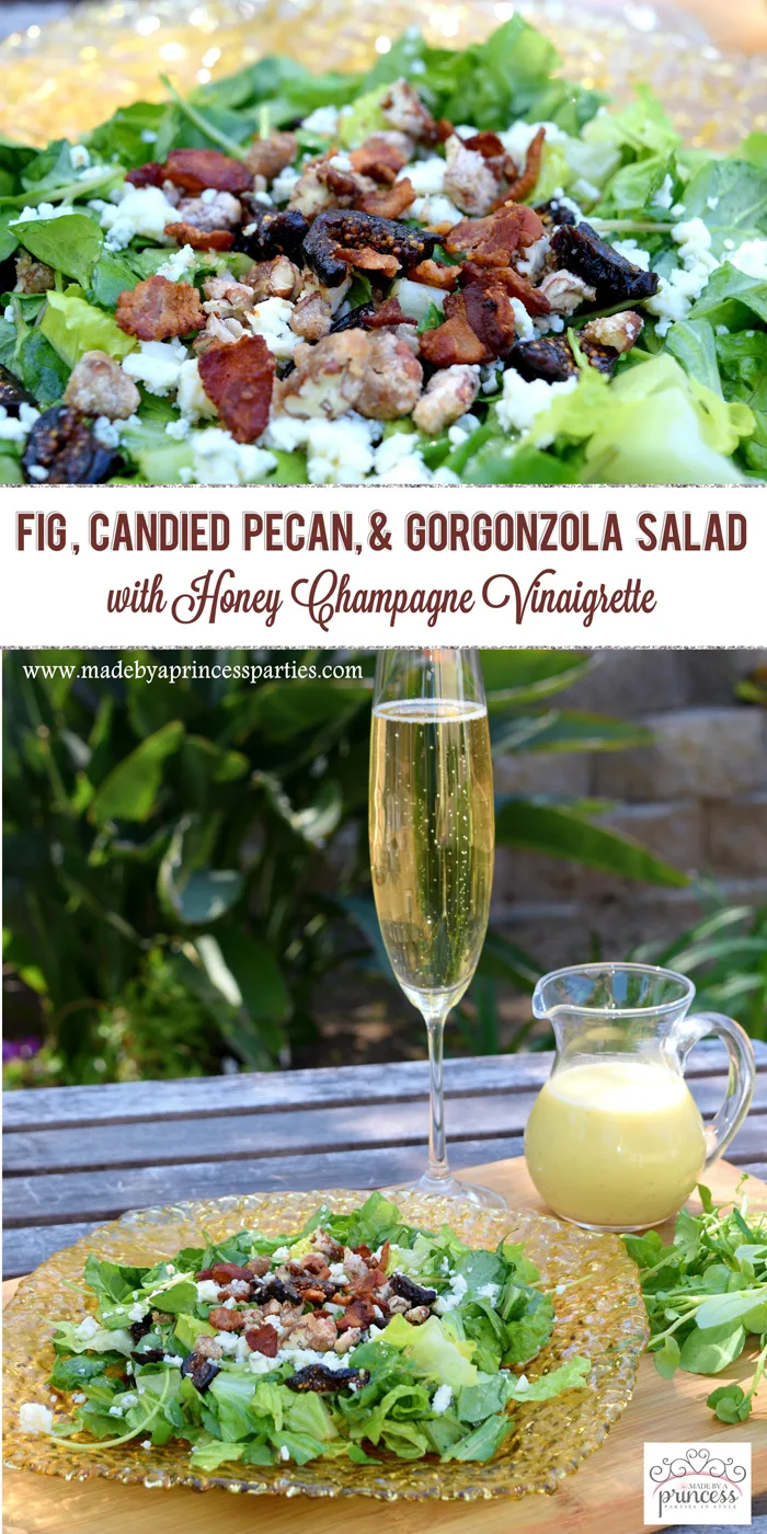 Fig Candied Pecan Gorgonzola Salad Honey Champagne Vinaigrette pin it