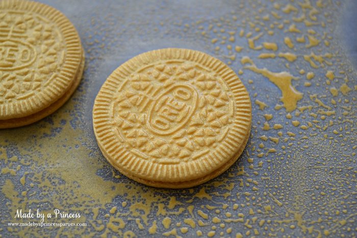 Gold Covered OREO Cookies Party Food Idea color mist cookies