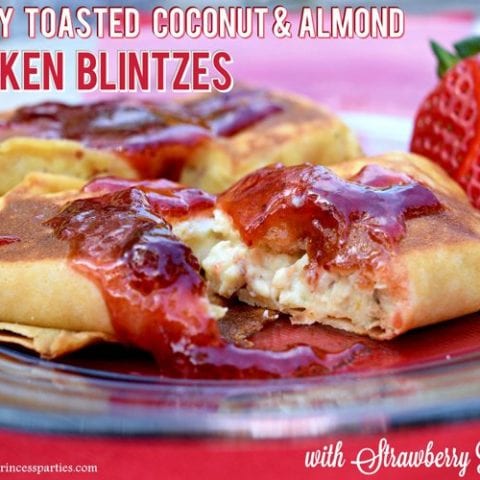 Savory Strawberry Preserves Toasted Coconut Almond Chicken Blintz Recipe