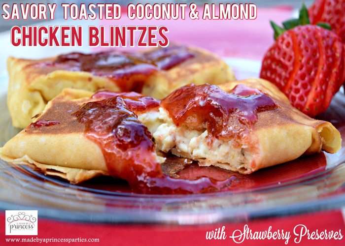 Savory Strawberry Preserves Toasted Coconut Almond Chicken Blintz Recipe