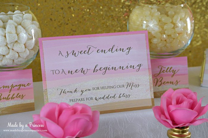 Pink Gold Party Candy Buffet Label candy bar sign