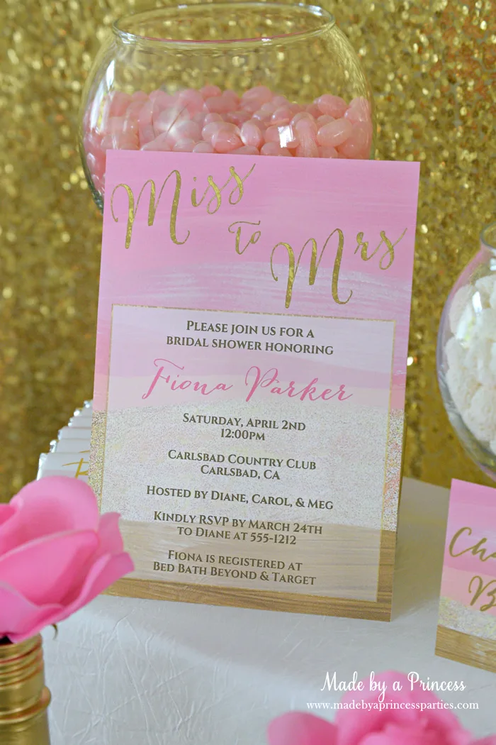Pink Gold Party Candy Buffet bridal shower invitation