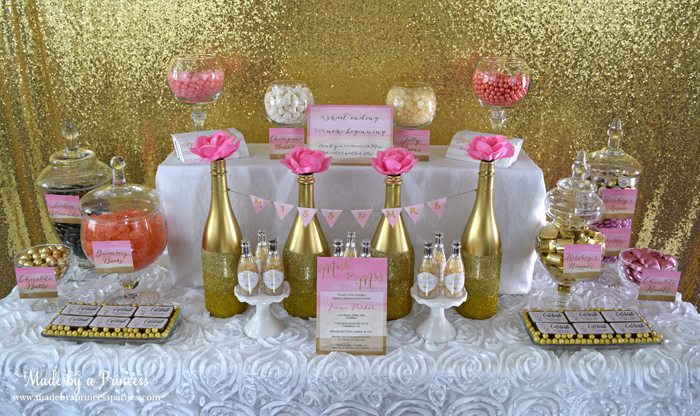 Pink Gold Party Candy Buffet Label table