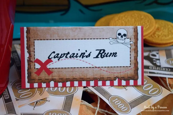 pirate party food free printables captains rum label