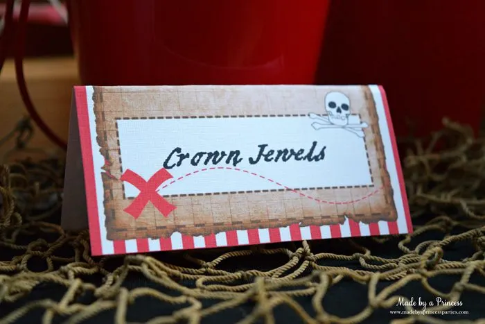 pirate party food free printables crown jewels label