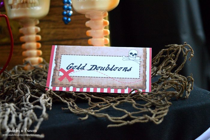 pirate party food free printables gold doubloons label