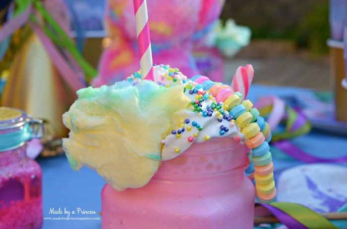 Cotton Candy Unicorn Milkshake Party Food Recipe tiny rainbow sprinkles
