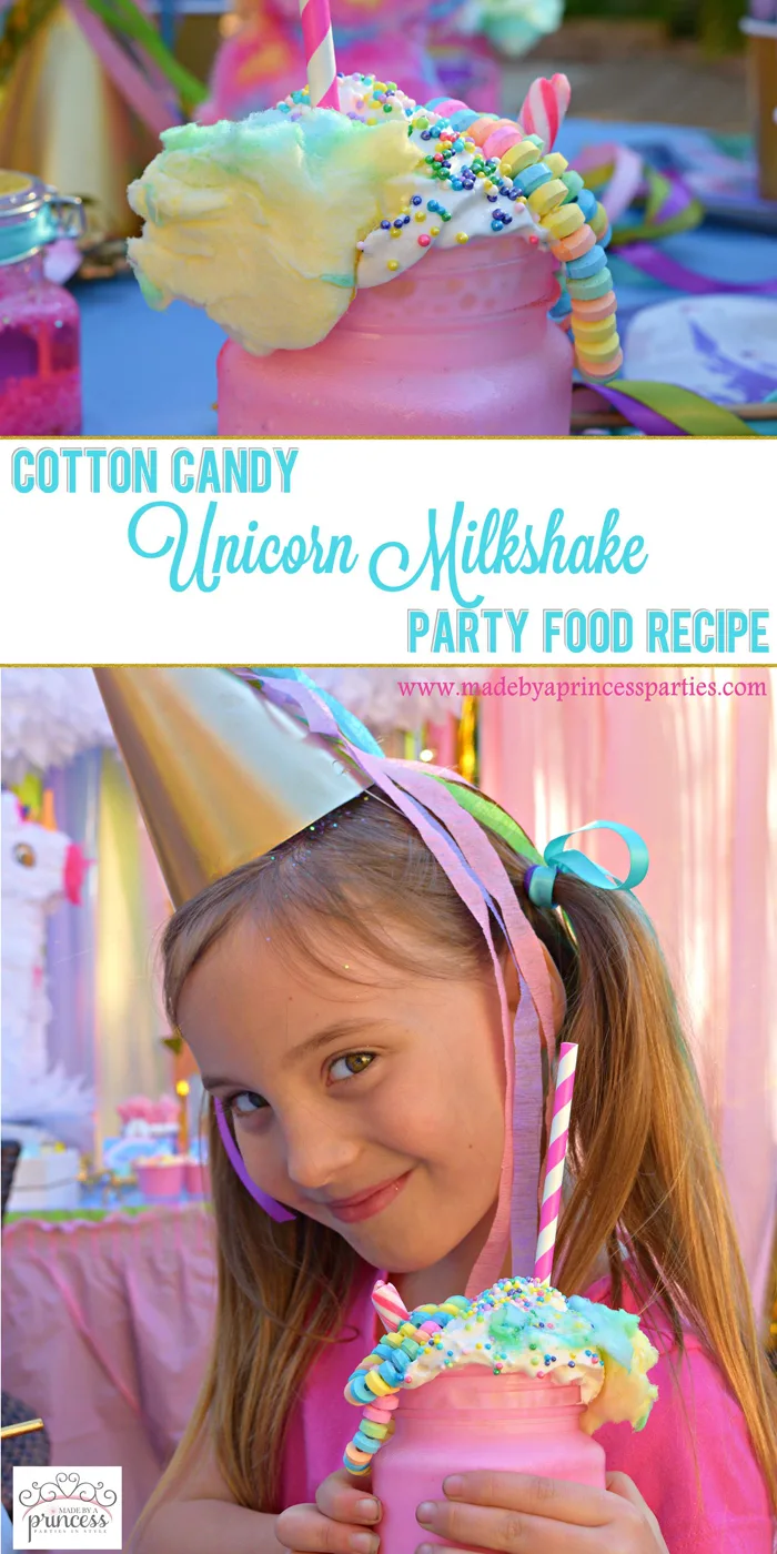 Cotton Candy Unicorn Milkshake Party Food Recipe pin it