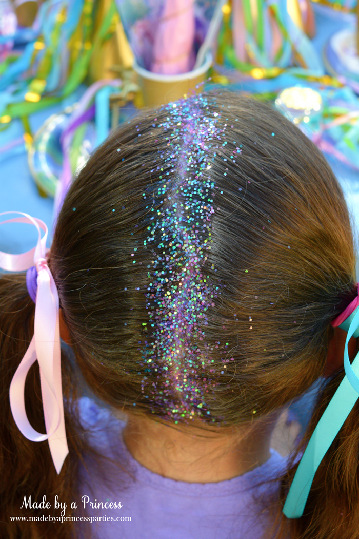 Create Sparkly Glitter Roots Hair Tutorial easy to do and fun for party guests