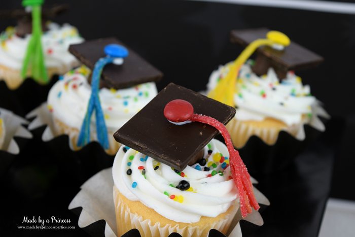 Easy Graduation Party Ideas graduation candy cap cupcake topper