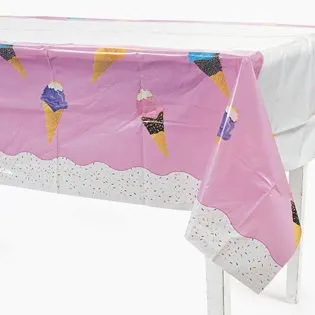 First Birthday Ice Cream Party Ideas plastic tablecloth