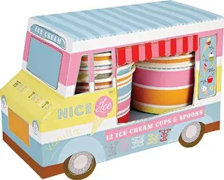 First Birthday Ice Cream Party Ideas van with cups and spoons