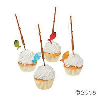 Fishing Baby Shower Ideas fishing pole cupcake picks