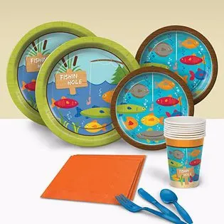 Fishing Baby Shower Ideas party set napkins plates cups