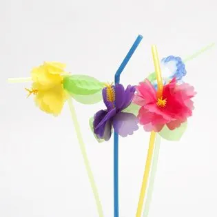 Moana Party Ideas flower straws