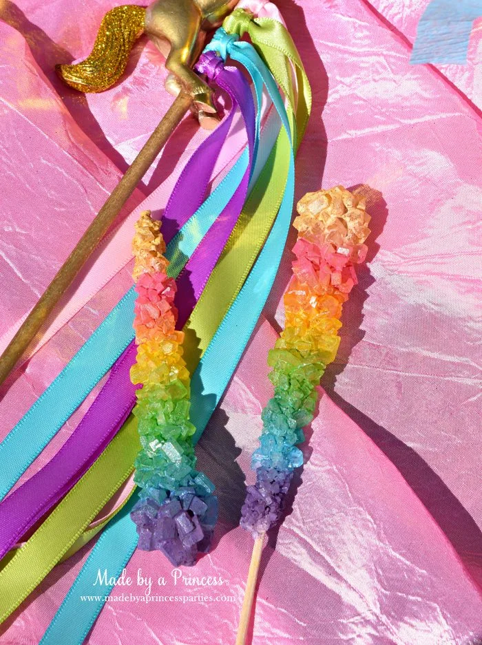 original rainbow rock candy party food tutorial create a unicorn horn or rainbow on a stick