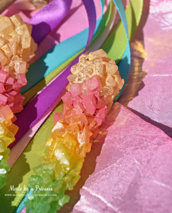 original rainbow rock candy party food tutorial gold tipped