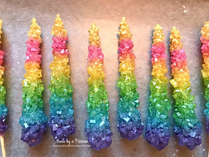 original rainbow rock candy party food tutorial paint rainbow layers on candy