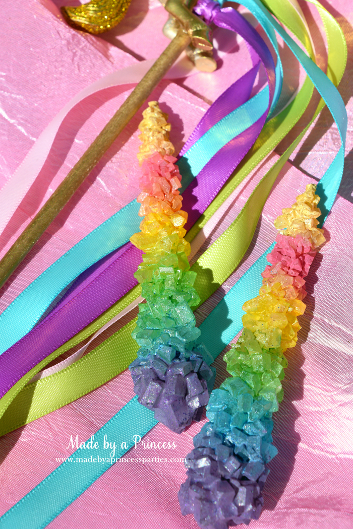 original rainbow rock candy party food tutorial unicorn horns with glitter