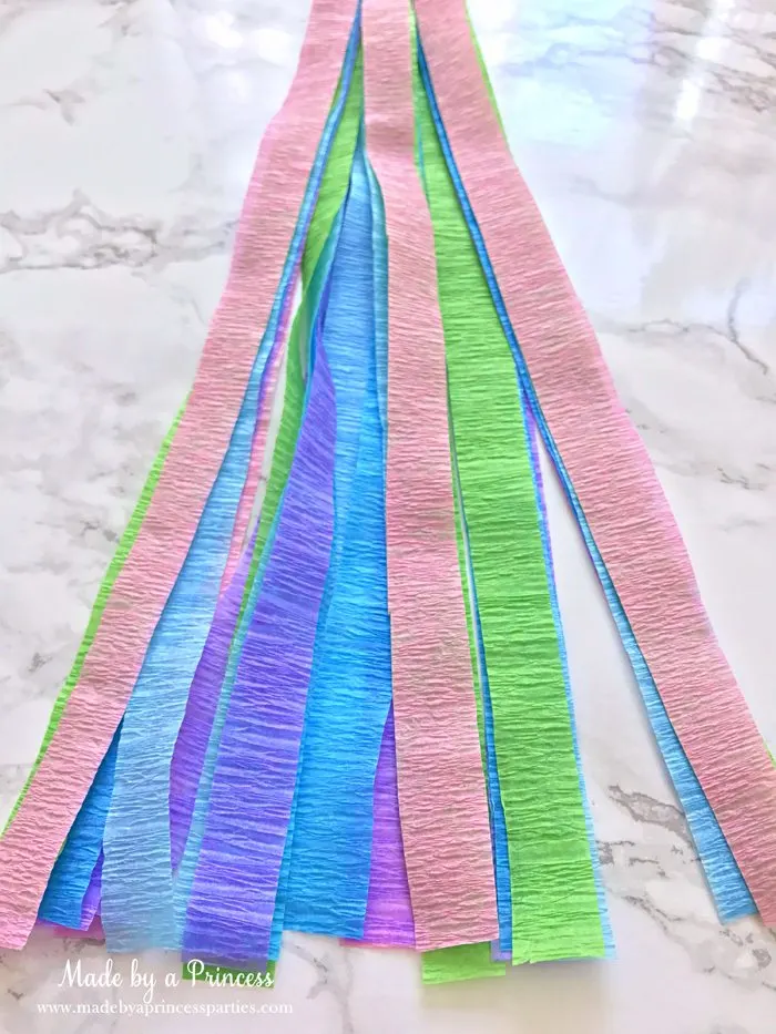 unicorn tail party idea tutorial beginning to look like a tail