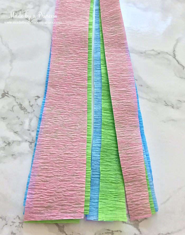 unicorn tail party idea tutorial cut crepe paper leaving at least 2 in uncut at the top