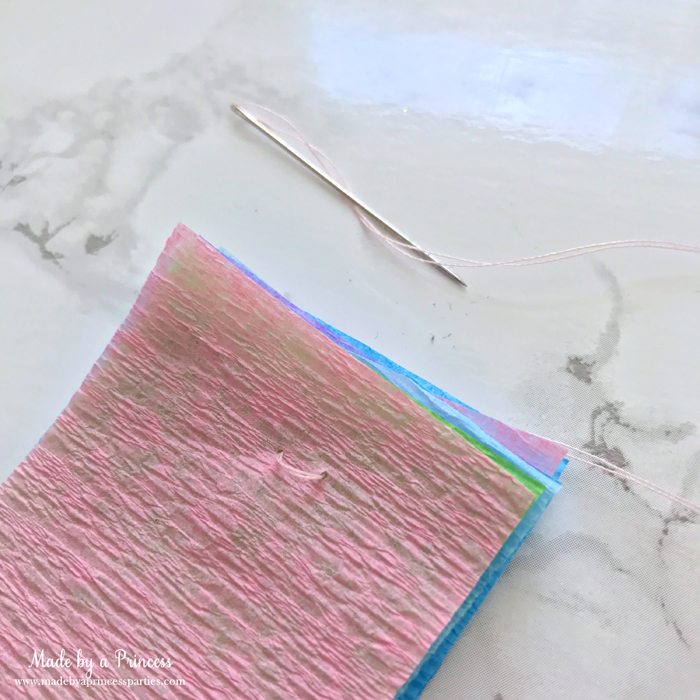 unicorn tail party idea tutorial sew layers together with thread