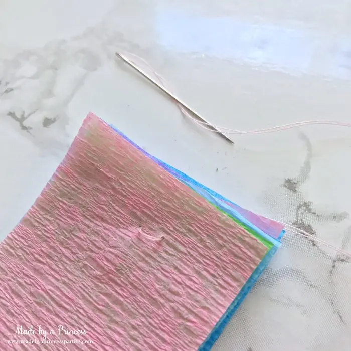 unicorn tail party idea tutorial sew layers together with thread