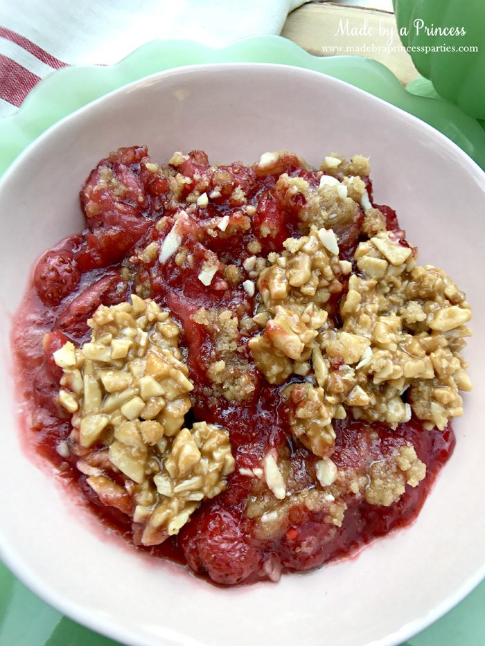 strawberry almond cobbler crispy candied almonds | Made by a Princess