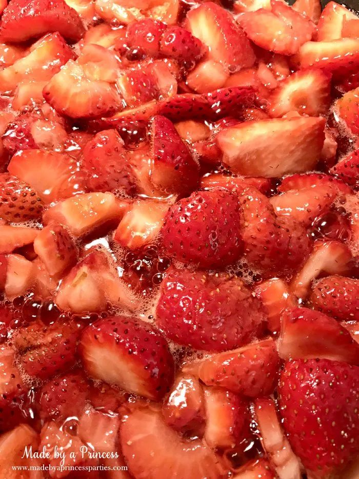 strawberry almond cobbler heat strawberries and sugar to a boil | Made by a Princess