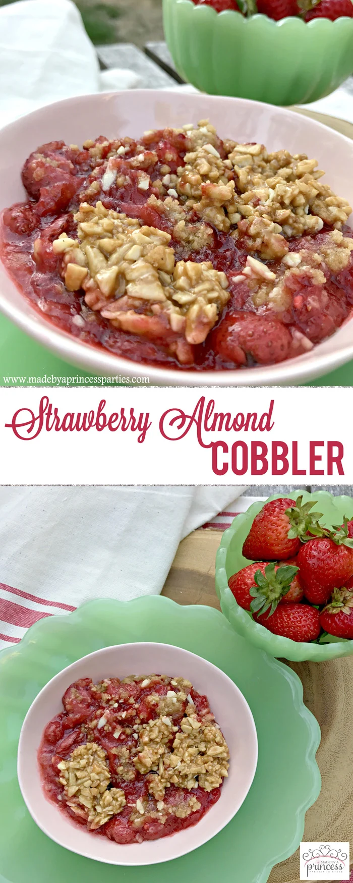 strawberry almond cobbler pin it | Made by a Princess