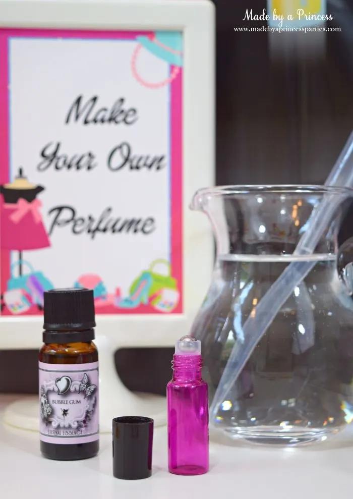 Fashionista Barbie Party Ideas DIY Perfume Station - Made by a Princess #barbie #barbieparty