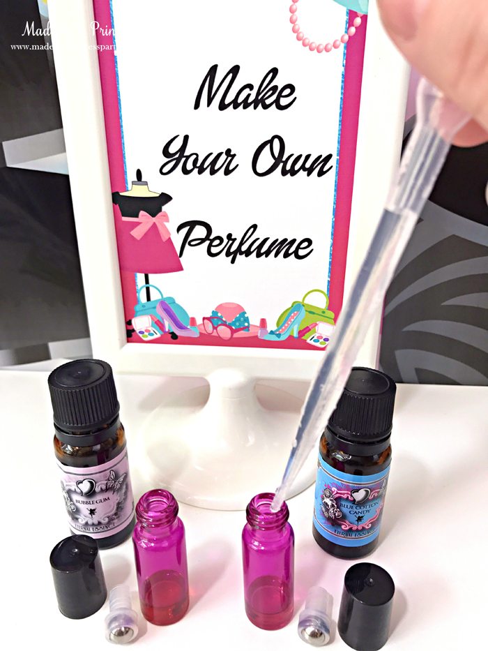 Barbie Party Perfume Station Make Your Own Perfume Bar- Made by a Princess #barbie #barbieparty
