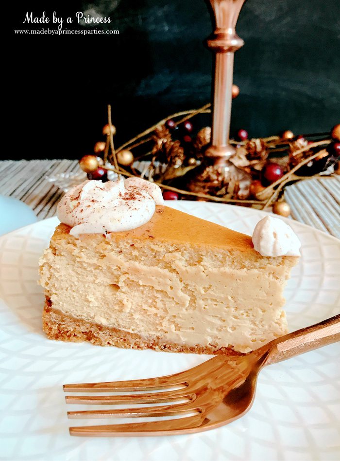 Gingerbread Cheesecake Dessert Recipe everyone needs a rose gold fork Made by a Princess #gingerbreadcheesecake