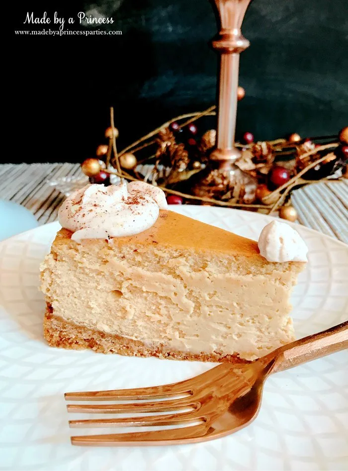 Gingerbread Cheesecake Dessert Recipe everyone needs a rose gold fork Made by a Princess #gingerbreadcheesecake