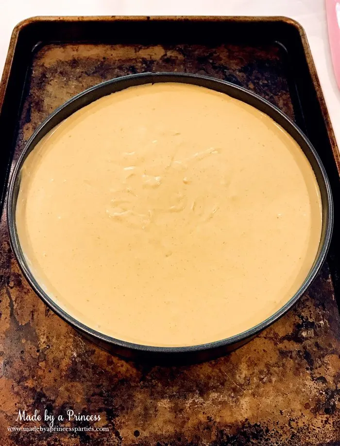 Gingerbread Cheesecake Dessert Recipe place springform in larger pan on cookie sheet Made by a Princess #gingerbreadcheesecake