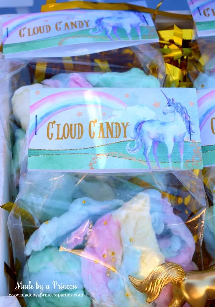 Unicorn Party Ideas Cotton Candy Cloud Candy - Made by a Princess #unicorn #unicornparty