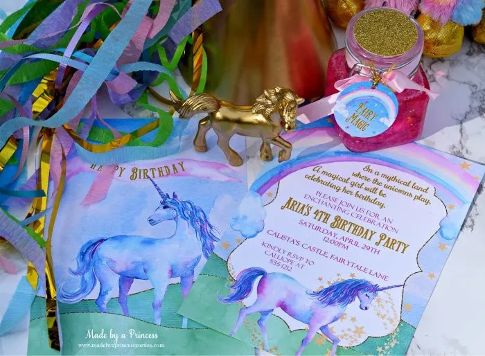 Unicorn Party Ideas Invitation - Made by a Princess #unicorn #unicornparty