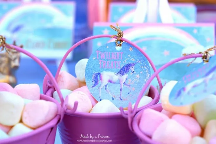 Unicorn Party Ideas Marshmallows Twilight Treats - Made by a Princess #unicorn #unicornparty