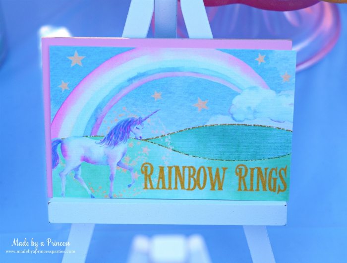 Unicorn Party Ideas Rainbow Rings Donuts - Made by a Princess #unicorn #unicornparty