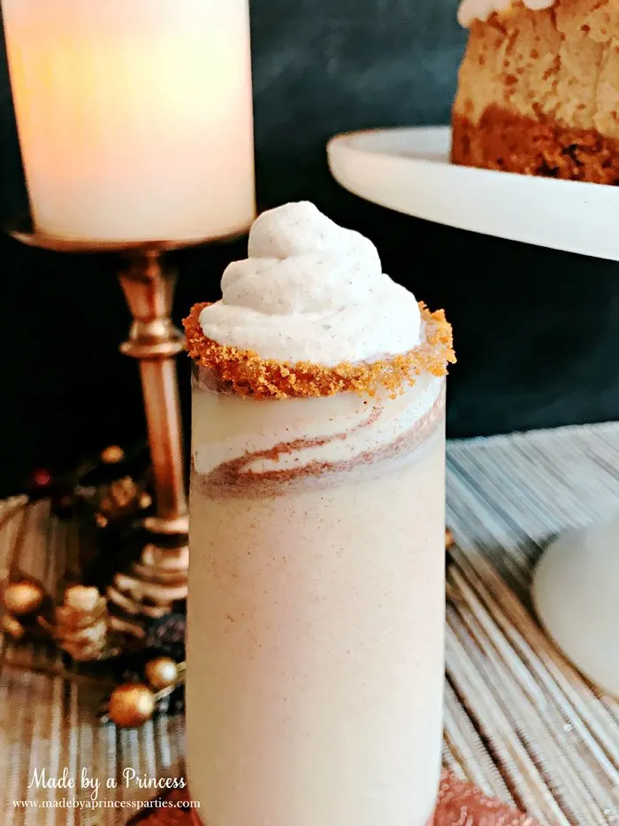 Creamy Gingerbread Cookie Holiday Cocktail Recipe whipped cream and cookie rim Made by a Princess