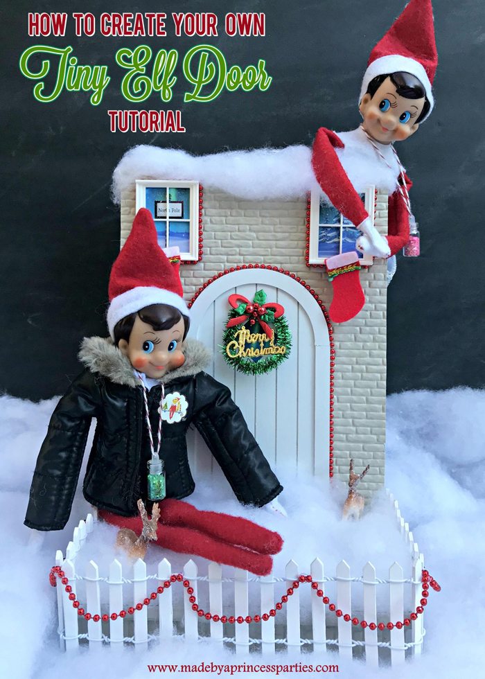 How to Create Your Own Tiny Elf Door Tutorial Elf on the Shelf visit MadebyaPrincess #elfdoor #fairydoor #elfdoorkit