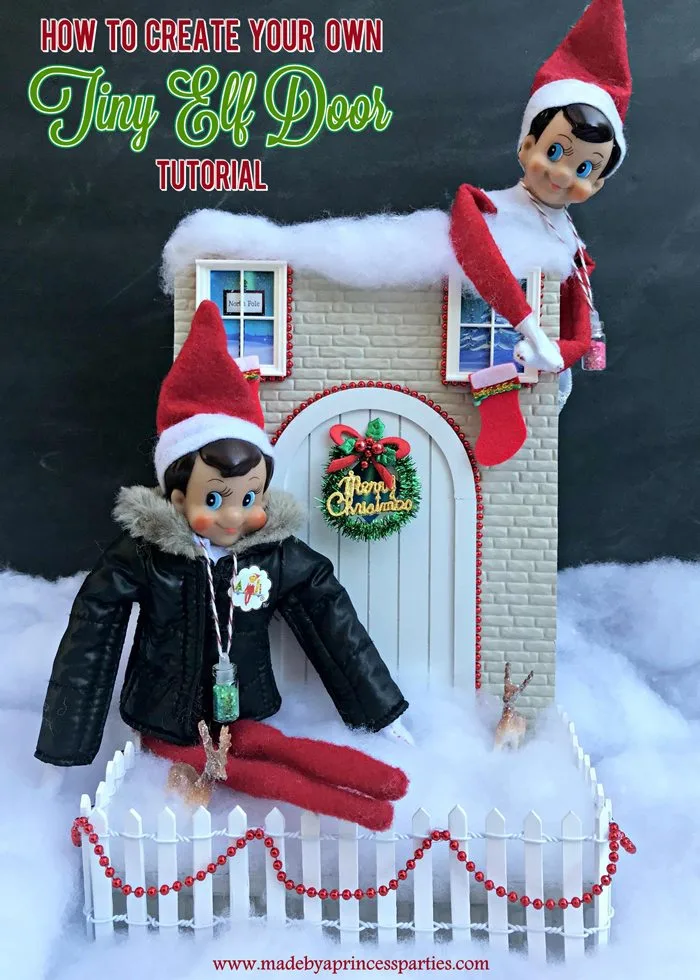 How to Create Your Own Tiny Elf Door Tutorial Elf on the Shelf visit MadebyaPrincess #elfdoor #fairydoor #elfdoorkit