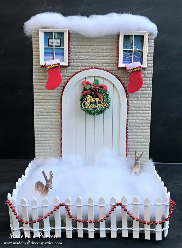 How to Create Your Own Tiny Elf Door Tutorial add decorations fence and snow MadebyaPrincess #elfdoor #fairydoor #elfdoorkit