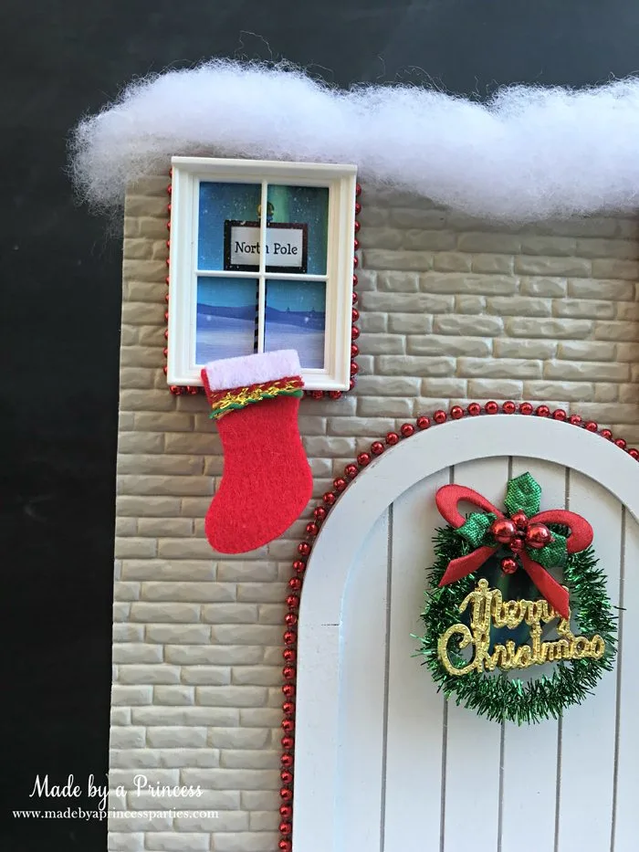 How to Create Your Own Tiny Elf Door Tutorial add windows and north pole scene MadebyaPrincess #elfdoor #fairydoor #elfdoorkit