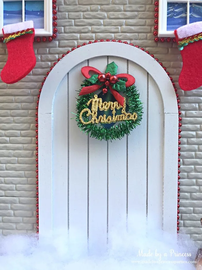 How to Create Your Own Tiny Elf Door Tutorial add wreath to door MadebyaPrincess #elfdoor #fairydoor #elfdoorkit